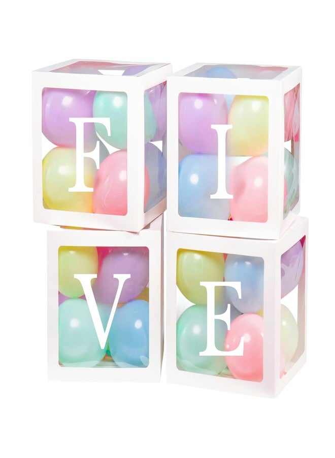 Festi Duck 'FIVE' Balloon Box Set - Stylish Lettered Decor for Fifth Birthday & fifrth Aniversary Celebration (FIVE Birthday Box) 33 pcs set (Pastel Rainbow) - Image 2